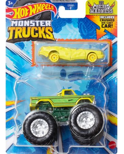 Бъги Hot Wheels Monster Trucks - Midwest madness, с количка - 1